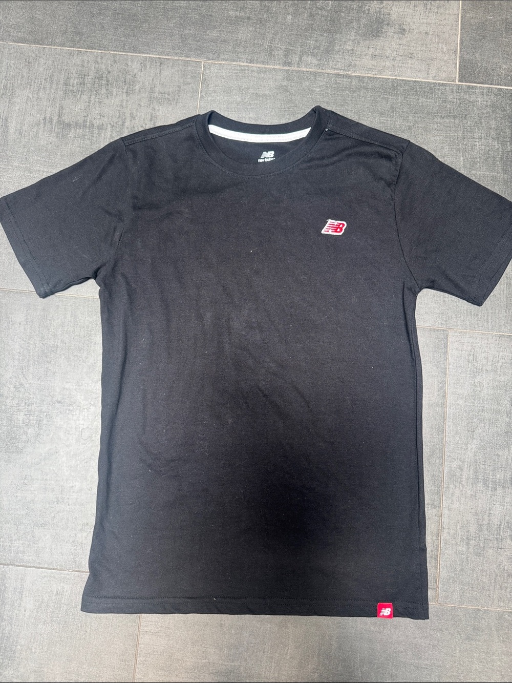 New Balance Black Tee with Red Logo Patch